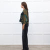 Marni Khaki Blue Floral Textured Front Pocket Top