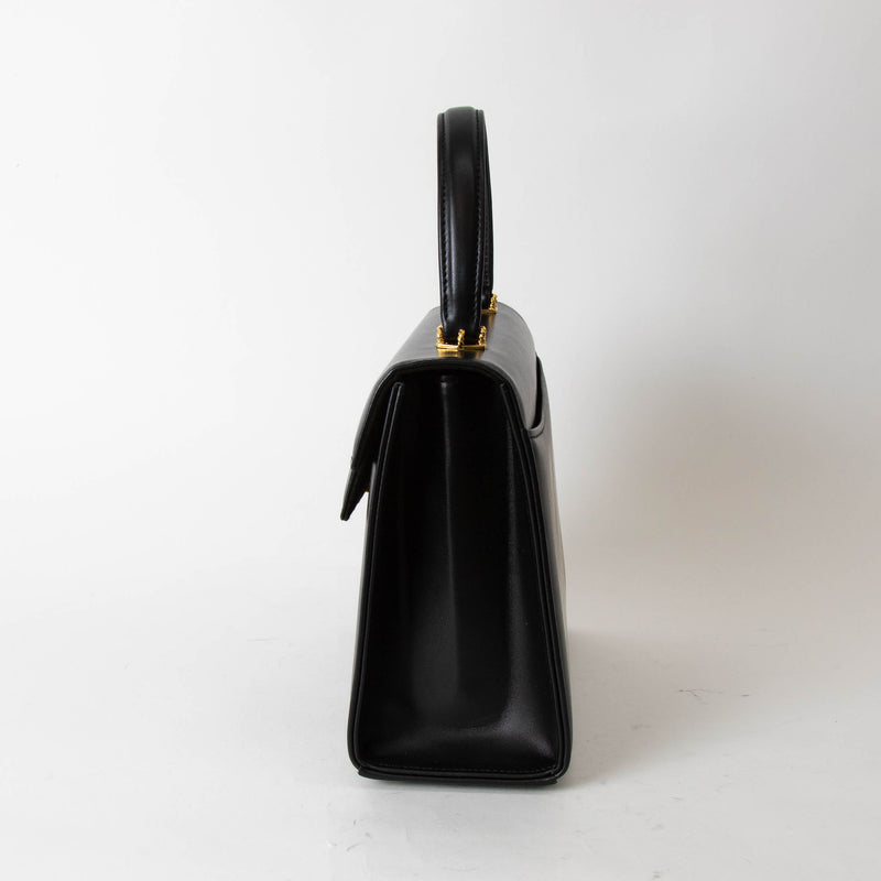 Launer London Black Traviata Leather Bag