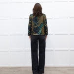 Marni Khaki Blue Floral Textured Front Pocket Top