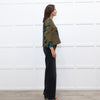 Marni Khaki Blue Floral Textured Front Pocket Top