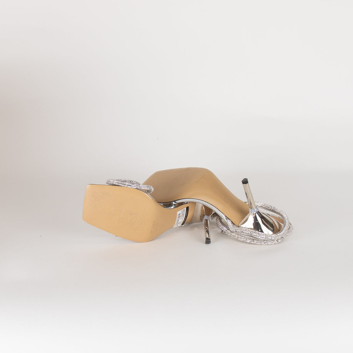 Mach & Mach Silver Double Bow Square Toe Heels