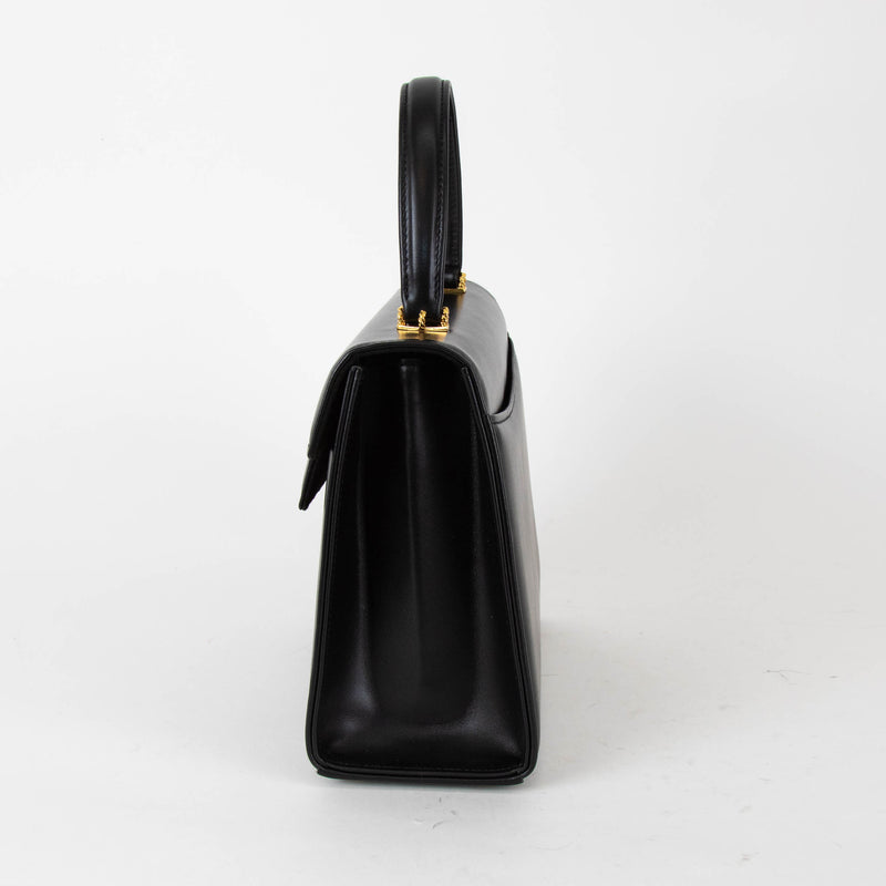 Launer London Black Traviata Leather Bag