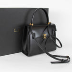 Launer London Black Traviata Leather Bag