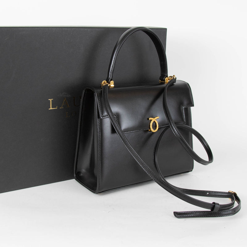 Launer London Black Traviata Leather Bag