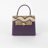 Launer London Purple Leather Brown Snake Skin Top Traviata Bag