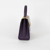 Launer London Purple Leather Brown Snake Skin Top Traviata Bag