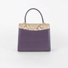 Launer London Purple Leather Brown Snake Skin Top Traviata Bag