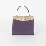 Launer London Purple Leather Brown Snake Skin Top Traviata Bag