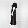 Maje Black Ribbed T-shirt Dress with Pleated Patterned Skirt