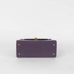 Launer London Purple Leather Brown Snake Skin Top Traviata Bag