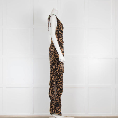 Raey Leopard Print Tie Shoulder Dress