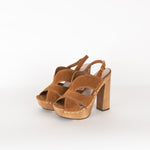Miu Miu Brown Suede Studded Platform Clog Heels