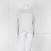 Zoe Milano Light Grey Silver Fine Knit Wide Neck Sweater
