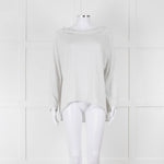 Zoe Milano Light Grey Silver Fine Knit Wide Neck Sweater