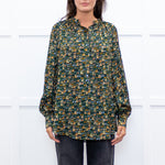 Machka Green Pattern Balloon Sleeve Top