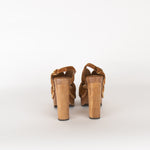 Miu Miu Brown Suede Studded Platform Clog Heels