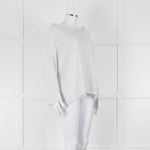 Zoe Milano Light Grey Silver Fine Knit Wide Neck Sweater