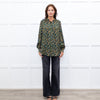 Machka Green Pattern Balloon Sleeve Top