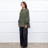 Machka Green Pattern Balloon Sleeve Top