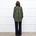 Machka Green Pattern Balloon Sleeve Top