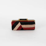 Diane Von Furstenberg Red, Black and Beige Pony Hair Clutch