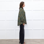Machka Green Pattern Balloon Sleeve Top