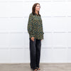 Machka Green Pattern Balloon Sleeve Top