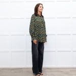 Machka Green Pattern Balloon Sleeve Top