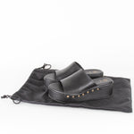 Maje Black Gold Leather Clogs
