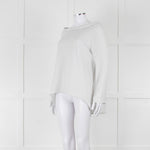 Zoe Milano Light Grey Silver Fine Knit Wide Neck Sweater