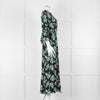 Iris Black Green Floral Silver Thread Midi Dress