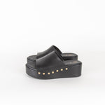 Maje Black Gold Leather Clogs