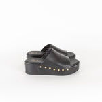 Maje Black Gold Leather Clogs