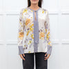Dea Kudibal Cream and Yellow Floral Silk Blouse with Geometric Cuffs