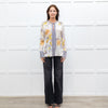 Dea Kudibal Cream and Yellow Floral Silk Blouse with Geometric Cuffs