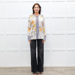 Dea Kudibal Cream and Yellow Floral Silk Blouse with Geometric Cuffs