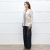 Dea Kudibal Cream and Yellow Floral Silk Blouse with Geometric Cuffs