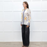 Dea Kudibal Cream and Yellow Floral Silk Blouse with Geometric Cuffs