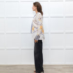 Dea Kudibal Cream and Yellow Floral Silk Blouse with Geometric Cuffs