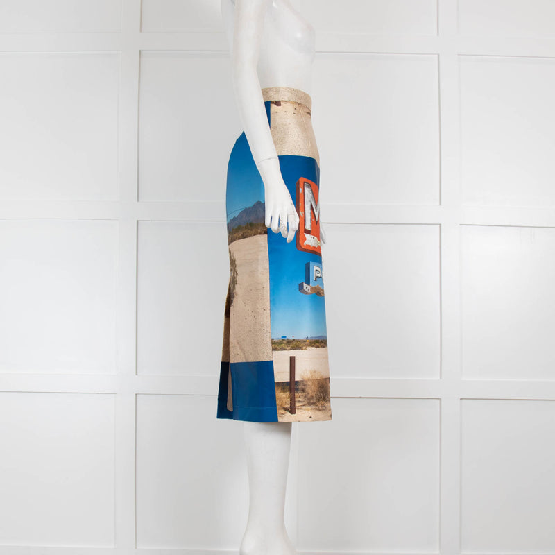 No. 21 'Motel Pool' Print  Pencil Skirt