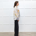 Dea Kudibal Cream and Yellow Floral Silk Blouse with Geometric Cuffs