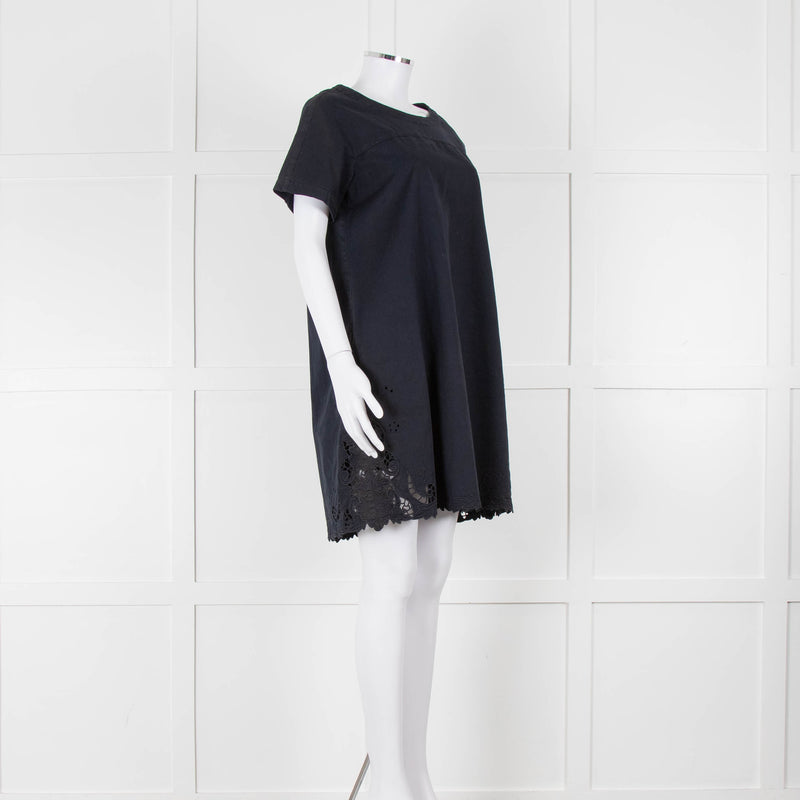 Stella McCartney Navy Cotton Blend Broidery Hem Dress