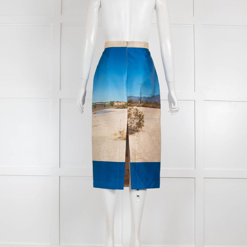 No. 21 'Motel Pool' Print  Pencil Skirt