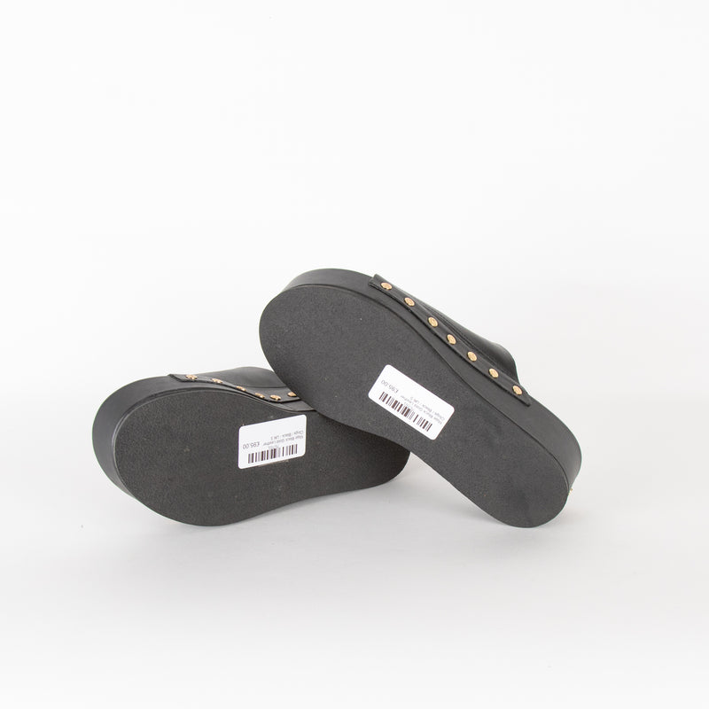 Maje Black Gold Leather Clogs