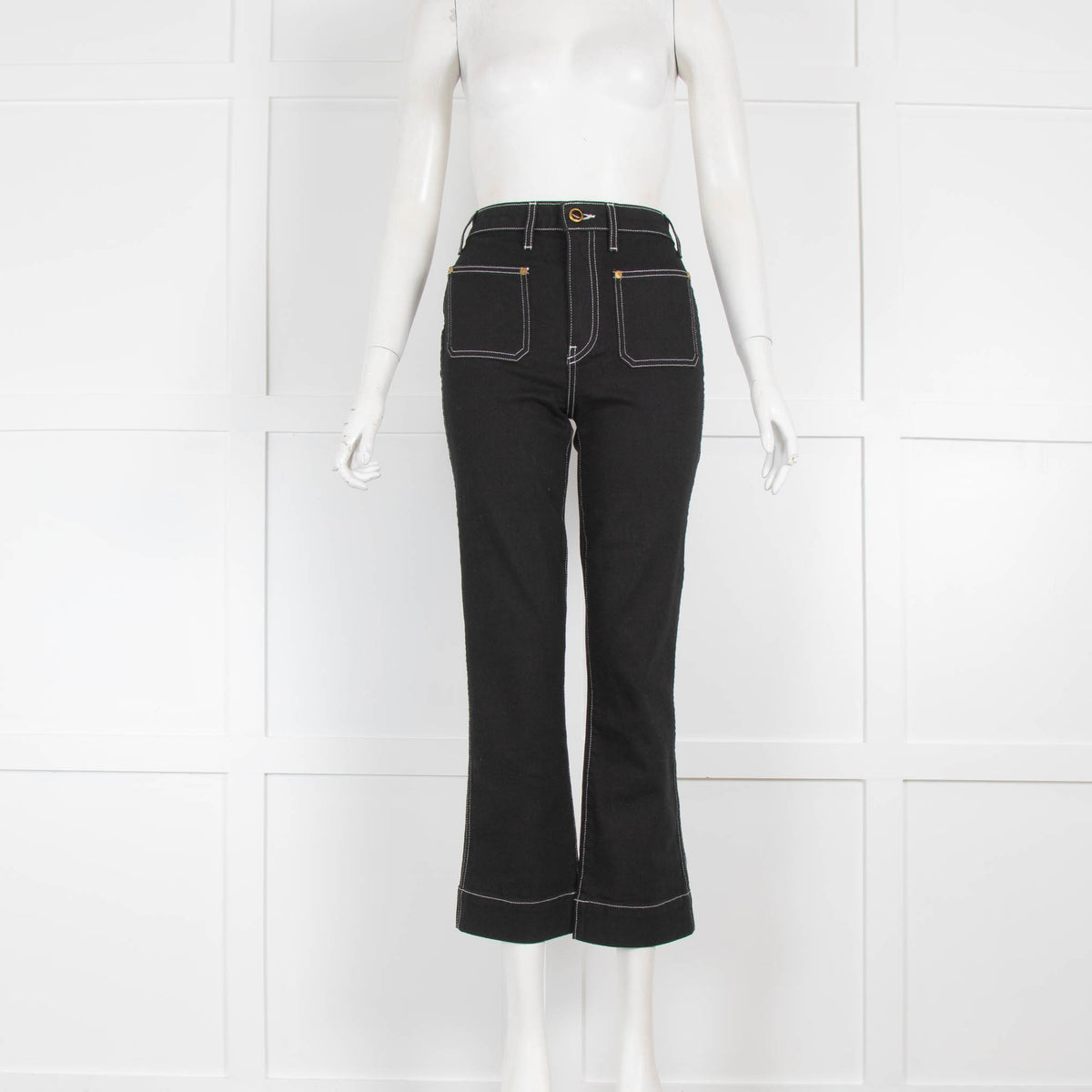 Khaite Raquel Black with White Stiching Jeans
