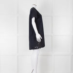 Stella McCartney Navy Cotton Blend Broidery Hem Dress