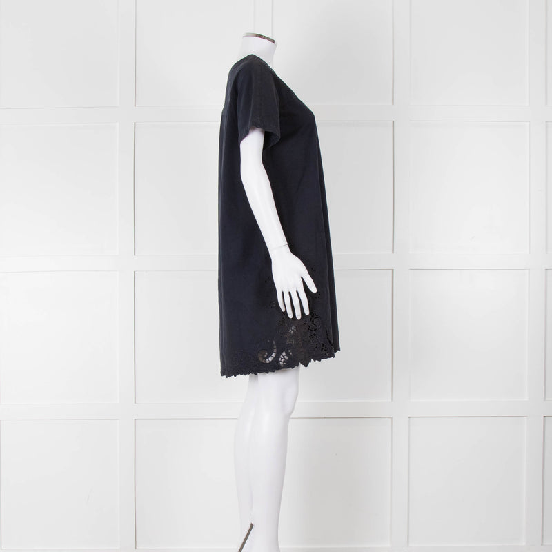 Stella McCartney Navy Cotton Blend Broidery Hem Dress
