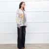Dea Kudibal Cream and Yellow Floral Silk Blouse with Geometric Cuffs