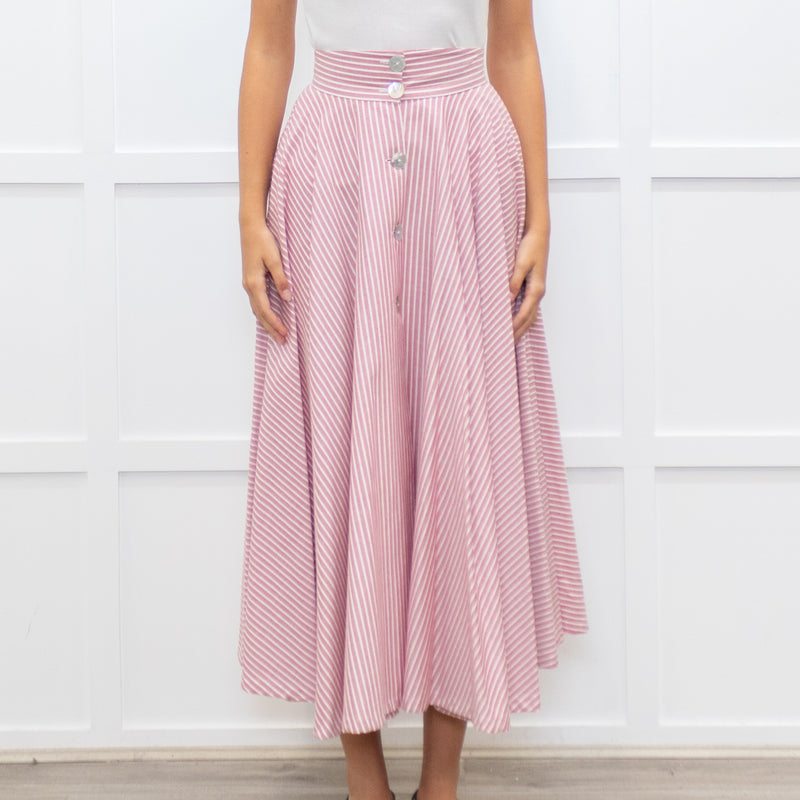 Jour/Ne Pink And White Stripe Circular Skirt