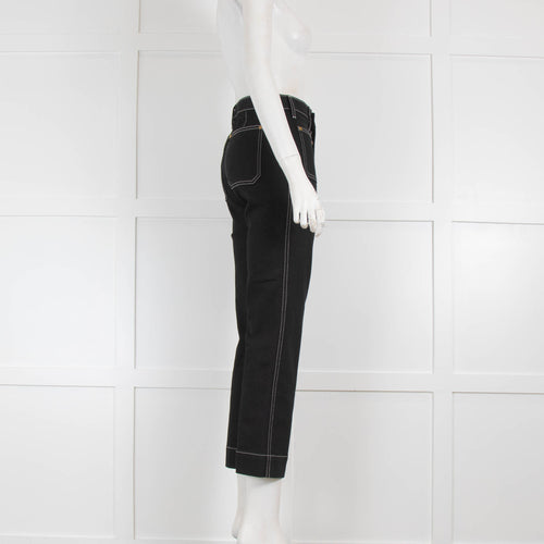 Khaite Raquel Black with White Stiching Jeans